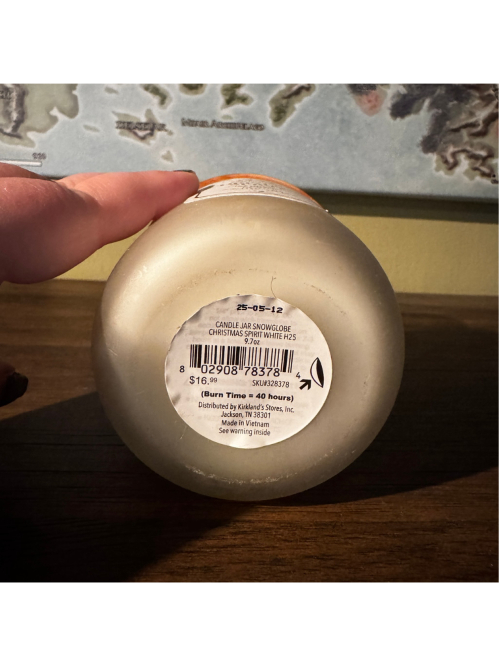 Kirkland’s Christmas Spirit Snow Globe Candle | 9.7 oz - Picture 3 of 3